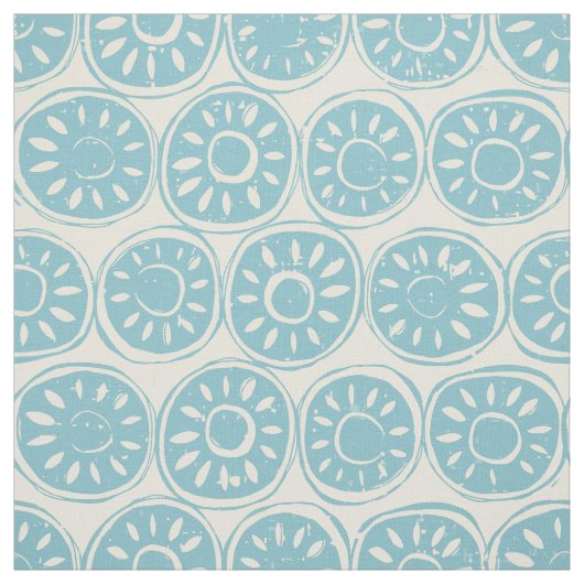 bloem blauw ivoor stof (Swatch)