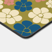 Bloem - blauw, olijfgroen, roze en crème bureaumat (Hoek)