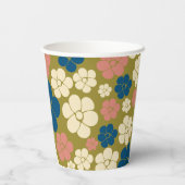 Bloem - blauw, olijfgroen, roze en crème papieren bekers (Achterkant)