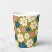 Bloem - blauw, olijfgroen, roze en crème papieren bekers (Rechts)