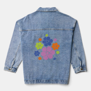 Bloem - blauw, Oranje, Paars, groen Denim Jacket