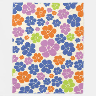 Bloem - blauw, Oranje, Paars, groen Fleece Deken