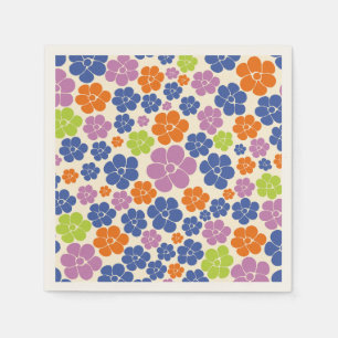 Bloem - blauw, Oranje, Paars, groen Servet