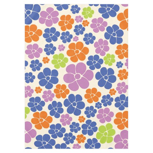 Bloem - blauw, Oranje, Paars, groen Tafelkleed (Voorkant)