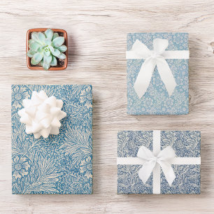 Bloem Blauw Wit Vintage Morris Bloemen Patroon  Inpakpapier Vel