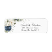 Bloem Blauw Witte Begroeiing Retouradres Label (Voorkant)