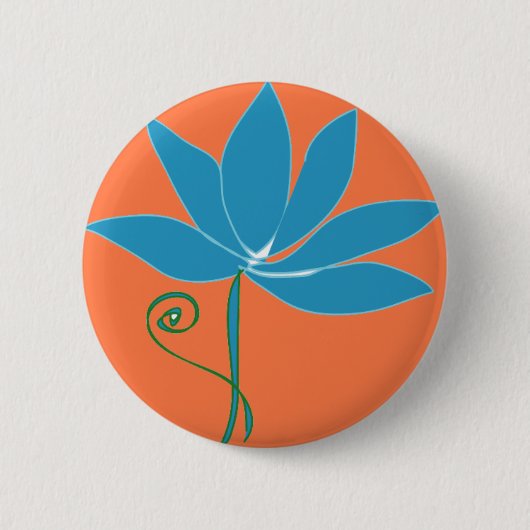 Bloem - Blauwe Lotus Ronde Button 5,7 Cm (Voorkant)