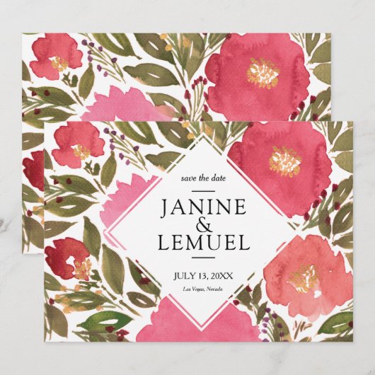 Bloem Bloei Bewaar de Datum Kaart (Voorkant / Achterkant)