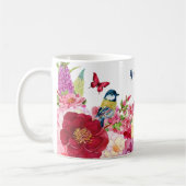 Bloem bloei vogel vlinder aangepaste naam koffiemok (Links)