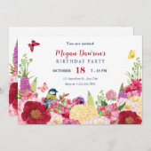 Bloem bloei vogel vlinder verjaardag kaart (Voorkant / Achterkant)