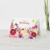 Bloem bloeit vogel vlinder kaart (Voorkant)