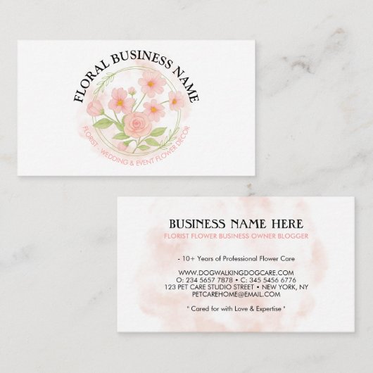 Bloem Bloem Blush Pink Visitekaartje (Voorkant / Achterkant)