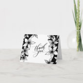 Bloem Bloem Zwart & Witte Calligrafie Bedankkaart (Voorkant)