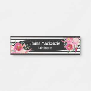 Bloem bloemen zwart en wit kantoordeur bord deurbordje