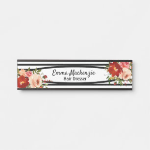 Bloem bloemen zwart en wit kantoordeur bord deurbordje