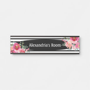 Bloem bloemen zwart en wit meisjes deur bord deurbordje