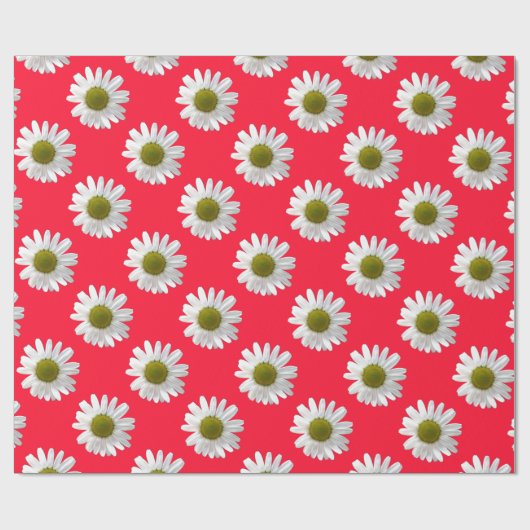 Bloem bloemendruk madeliefjes op rood roze cadeaupapier (Vlak)