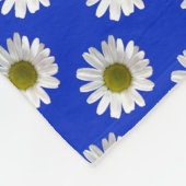 Bloem bloemenprint madeliefjes op kobaltblauw fleece deken (Hoek)