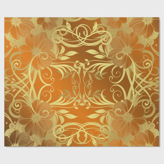 bloem-, bloesem- en sestief patroon cadeaupapier (Vlak)