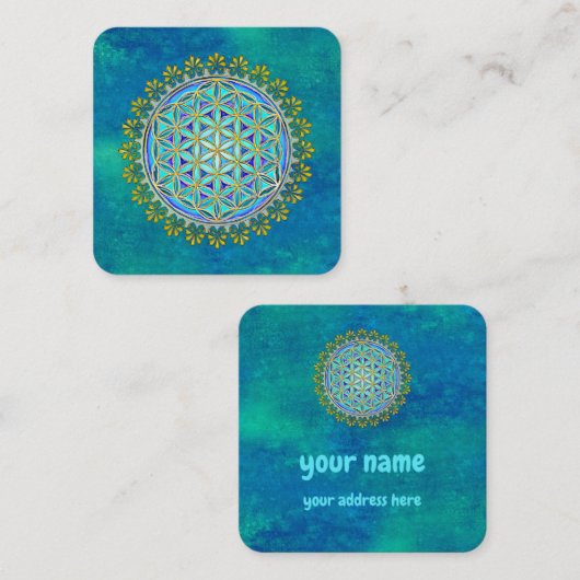 bloem -  bloesems 1 vierkante visitekaartje (Voorkant / Achterkant)