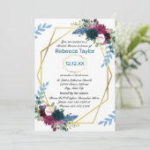 Bloem Bloesems Mod Vert Teal - Bruidsfeest Kaart (Staand voorkant)