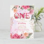 Bloem Bloom Baby Meisje 1e Verjaardagsfeest Kaart (Staand voorkant)