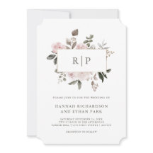  bloem | Blush Waterverf monogram bruiloft