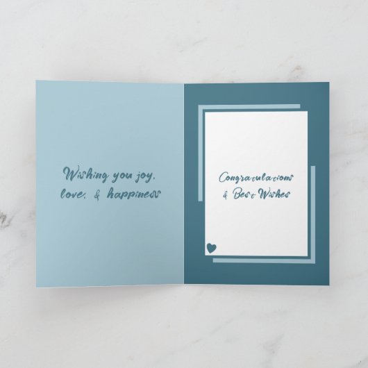 Bloem Boeket Bruiloft Gefeliciteerd blauw Kaart (Binnen)