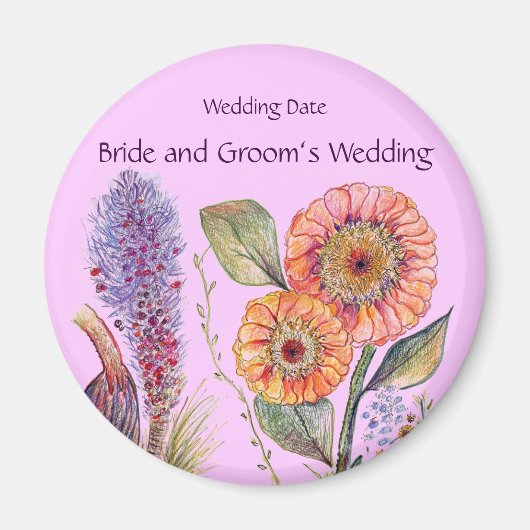 Bloem Boeket Bruiloft Souvenir Magneet (Voorkant)