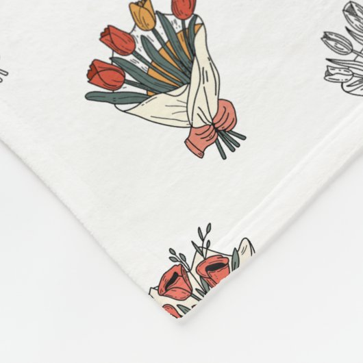 Bloem Boeket Fleece Deken (Hoek)