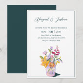 bloem boeket vaas bruiloft kaart (Voorkant / Achterkant)