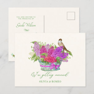 Bloem boeket vogel bruiloft briefkaart