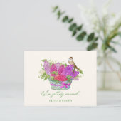 Bloem boeket vogel bruiloft briefkaart (Staand voorkant)