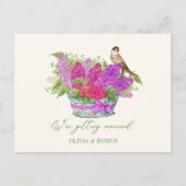 Bloem boeket vogel bruiloft briefkaart (Voorkant)