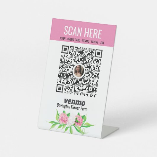 Bloem Boerderij QR Code Betaal voetstuk Reclamebord Met Voetstuk (Voorkant)