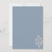 Bloem Boho Minimaal Botanisch Stofblauw Bruiloft Kaart (Achterkant)