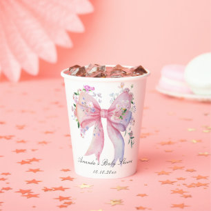 Bloem Boog Bloemen Meisje Baby Shower Papieren Bekers