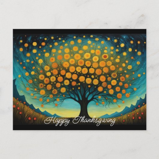 Bloem Boom Herfst Vrije Dag Thanksgiving Ansichtka Feestdagenkaart (Voorkant)