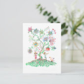 Bloem boom kunst briefkaart (Staand voorkant)