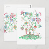 Bloem boom kunst briefkaart (Voorkant / Achterkant)