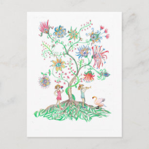 Bloem boom kunst briefkaart