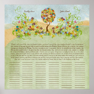 Bloem Boom Print  Huwelijkscertificaat van de Quak