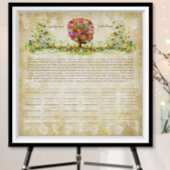 Bloem Boom Print  Huwelijkscertificaat van Quakers