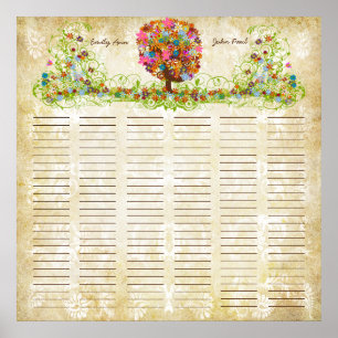 Bloem Boom Print Quaker Huwelijkscertificaat