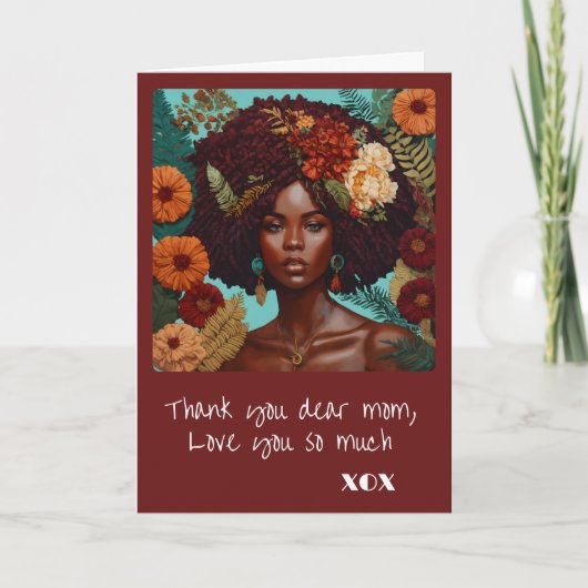 Bloem borduurwerk moederdag met mooi gezicht kaart (Voorkant)