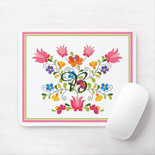 Bloem borduurwerk muismat (Met muis)