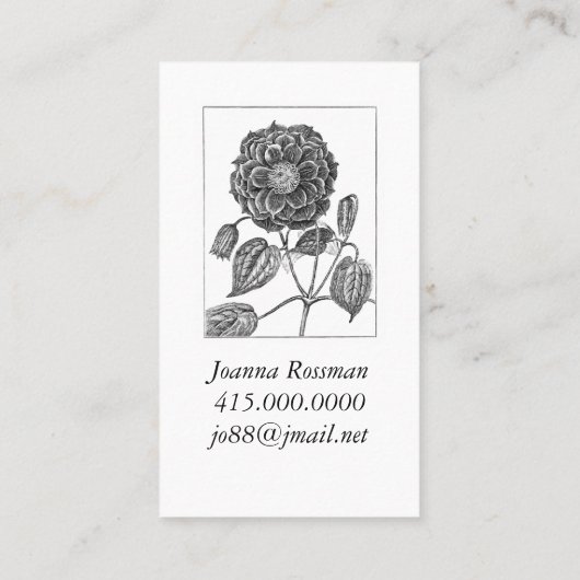 Bloem botanisch visitekaartje (Achterkant)