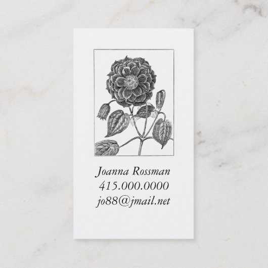 Bloem botanisch visitekaartje (Achterkant)