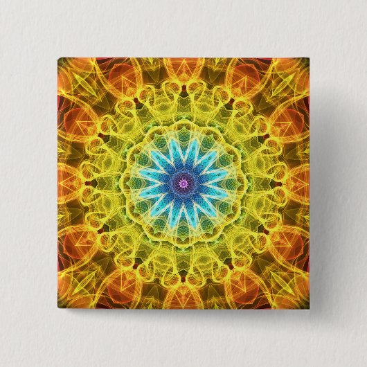 Bloem Bouquet kaleidoscoop Vierkante Button 5,1 Cm (Voorkant)