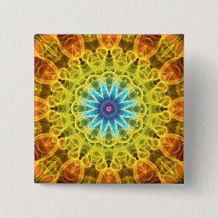 Bloem Bouquet kaleidoscoop Vierkante Button 5,1 Cm